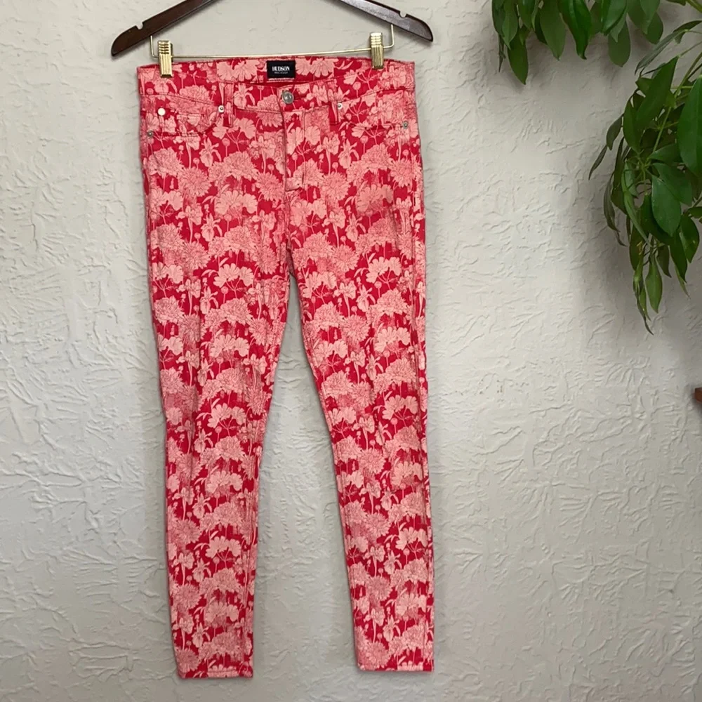 Hudson Flowered Nico Midrise Ankle Super Skinny